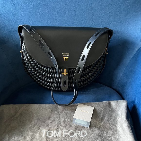 Tom Ford Woven Leather T Twist Small Crossbody - Picture 1 of 11